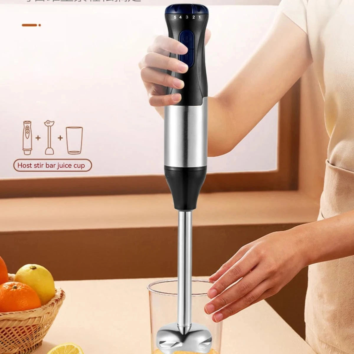 4 in 1 1000W Electric Hand Blender,stainless steel blade hand blender, meat and vegetable immersion, egg juicer set