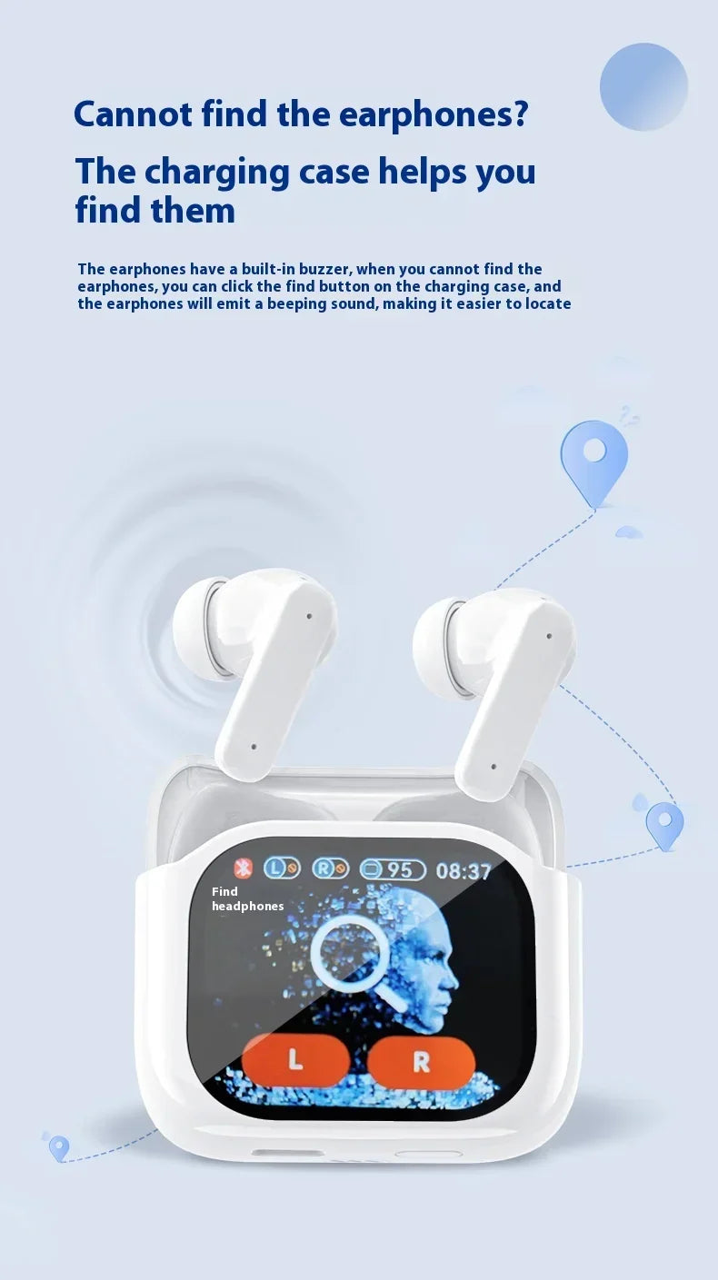 Real Time Translators Bluetooth 5.4 Headphones with Touch Screen 144 Languages Translation Earbuds Noise Cancelling Headset Gift