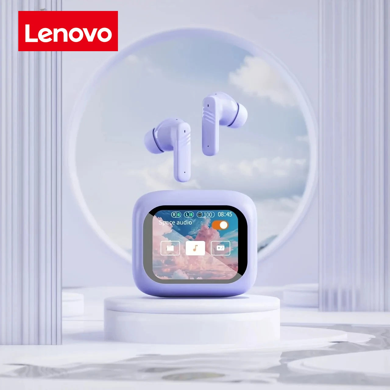 Lenovo Full-Touch Screen Headphones ANC Noise-Cancelling Bluetooth 5.4 Headphones Hi-Fi Stereo Wireless In-Ear ENC Earbuds