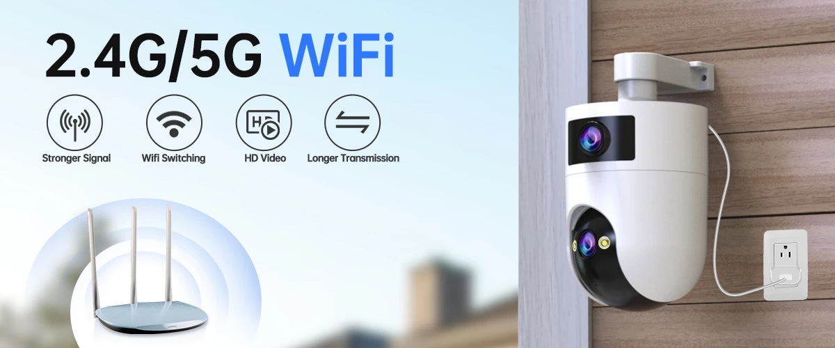 JOOAN 4K 6MP HD  PTZ Camera Outdoor Dual Lens Dual Screen AI Tracking 5G WIFI IP Camera Security CCTV Video Surveillance Cameras