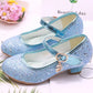 Girls High Heels Children's Leather Shoes Small Children Princess Single Shoes Sequins Students Dance Performance Gift