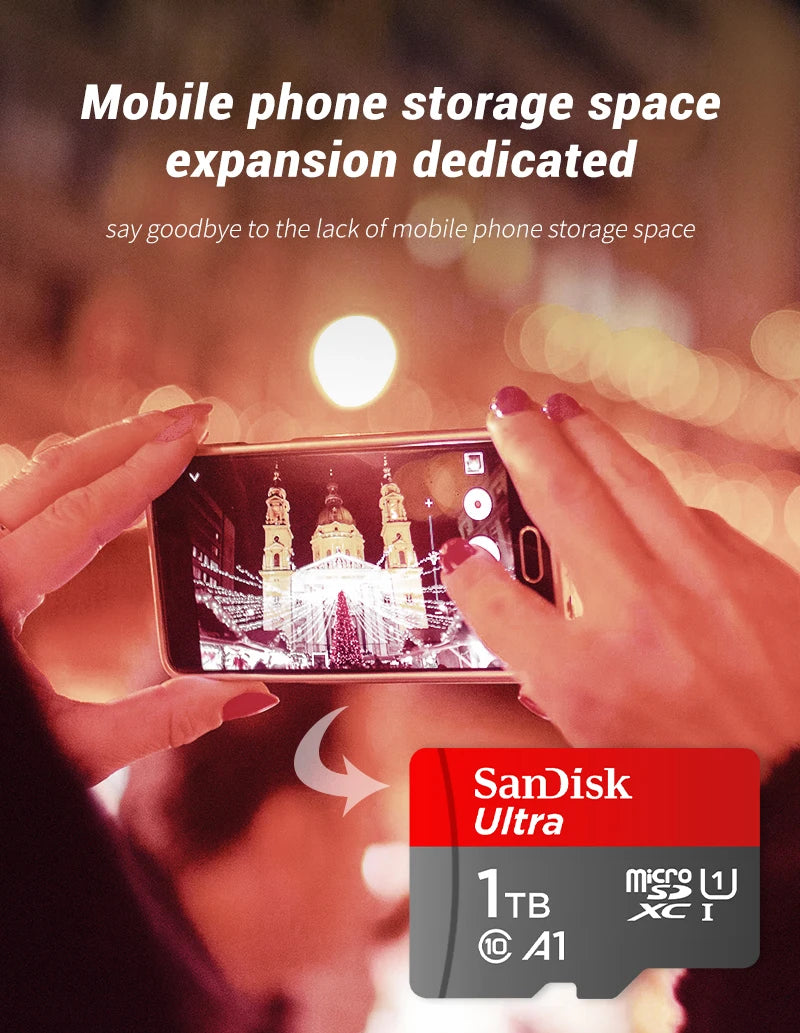 100% Original SanDisk Micro SD Card A1 A2 Memory Card 32GB 64GB 128GB 256GB 512GB 1TB microSD TF Card Storage UHS-I Cards U1 U3