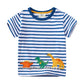 Jumping Meters 2-7T New Arrival Striped Cars Baby Girls Tees Cotton Summer Toddler Clothes Kids Tops Children's Tshirts