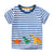 Jumping Meters 2-7T New Arrival Striped Cars Baby Girls Tees Cotton Summer Toddler Clothes Kids Tops Children's Tshirts