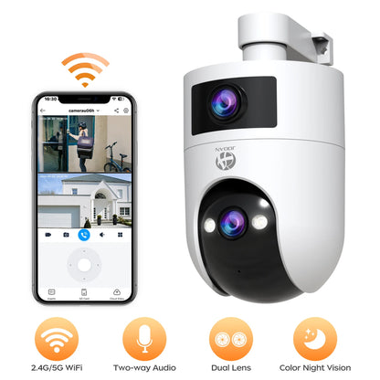 JOOAN 4K 6MP HD  PTZ Camera Outdoor Dual Lens Dual Screen AI Tracking 5G WIFI IP Camera Security CCTV Video Surveillance Cameras