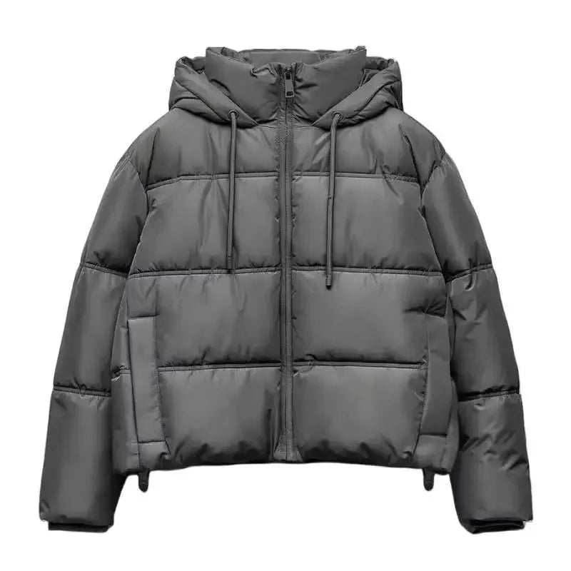 TAOP&ZA Autumn Winter New Casual Warm Cotton Jacket Short Hooded Coat Female Fashionable Long Sleeve Clothing from China