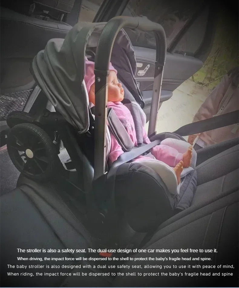 2025 New Baby Stroller 4in1 Multifunctional Newborn Baby Stroller 3in1 Foldable Basket Type Seat Lightweight Travel Pram