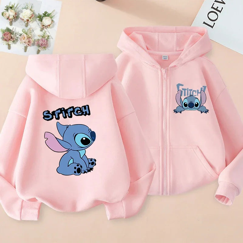 Funny Zip Up Sweatshirts Stitch Hoodie Children Clothes Kid Girl Boy Lilo and Stitch Sweatshirt Zipper Hoody Baby Casual Top