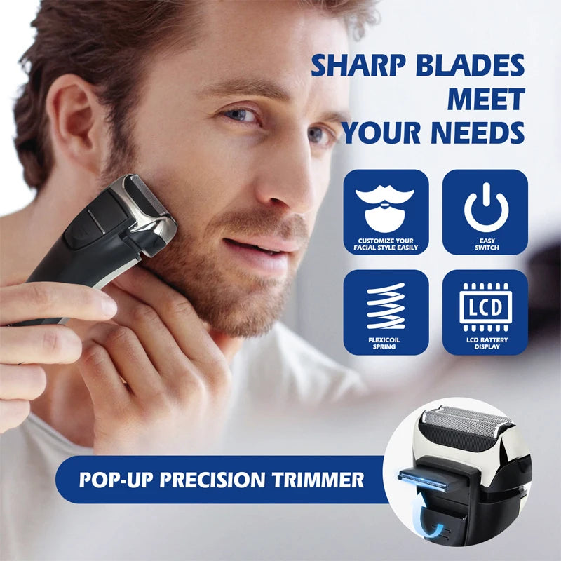 Original Kemei Wet Dry Waterproof LCD Display Electric Shaver Beard Electric Razor For Men Facial Shaving Machine Rechargeable