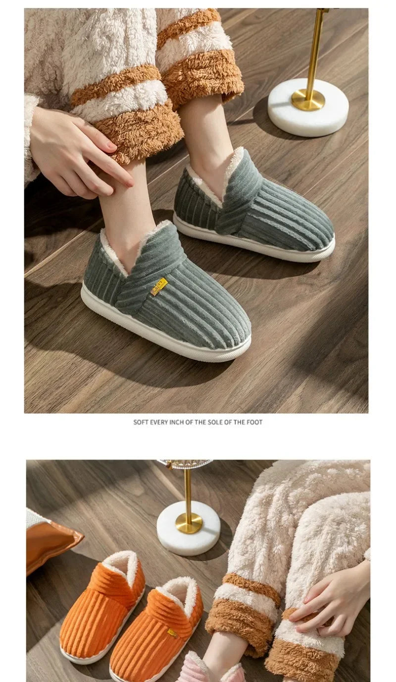 New Fur Slippers For Women Men Winter Furry Fashion Warm Ankles Plush Cozy Slides For Home Indoor Soft Sole Cotton Shoes
