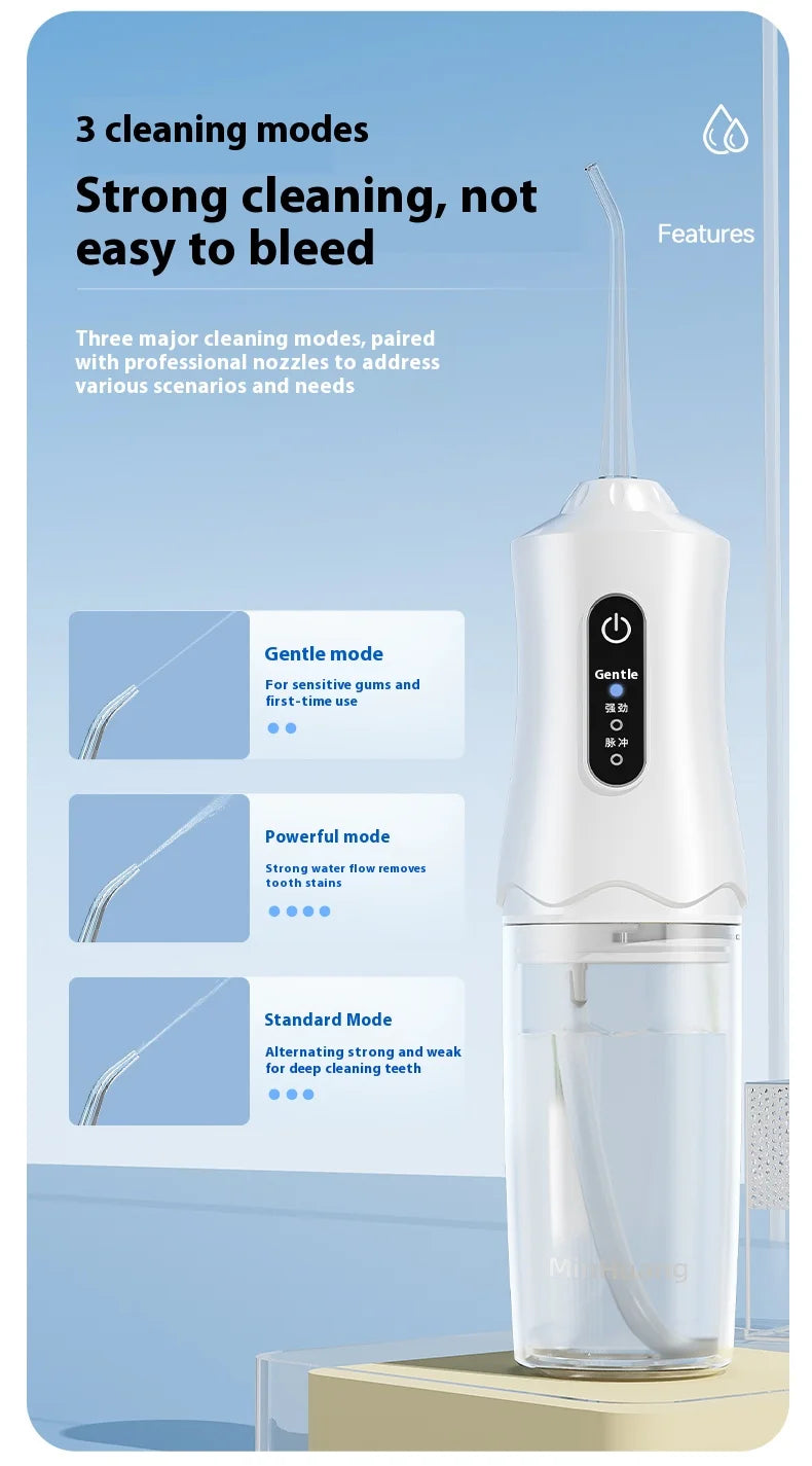 Electric Water Flosser 68000 Pulses-3 Modes, 4 Nozzles,200ML Tank, IPX7 Waterproof, Portable Oral Irrigator for Braces &Gum Care