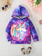 Autumn Casual And Fashionable Girls' 3d Starry Unicorn Printed Hooded Sweatshirt