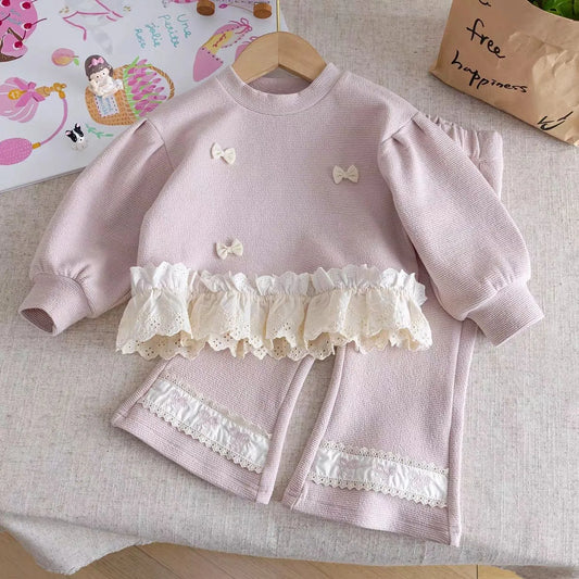 Girls Fashionable Sweet Spring Autumn New Style Casual Long Sleeve Two-Piece Set Children's Clothing Baby Girl Outfit