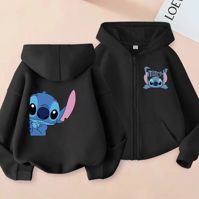 Funny Zip Up Sweatshirts Stitch Hoodie Children Clothes Kid Girl Boy Lilo and Stitch Sweatshirt Zipper Hoody Baby Casual Top