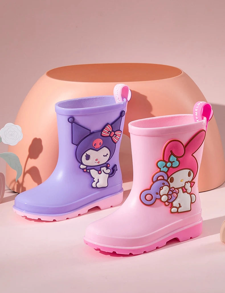 Sanrio Children's Rain Boots Cute Kuromi Melody Pachocco Non-slip Rain Shoes For Boys And Girls Waterproof Shoes Summer Summer