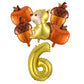6Pcs Autumn Forest Animals Kids Birthday Party Decoration Squirrel Pine Cone Foil Balloon With 0-9 Number Ball Thanksgiving Gift