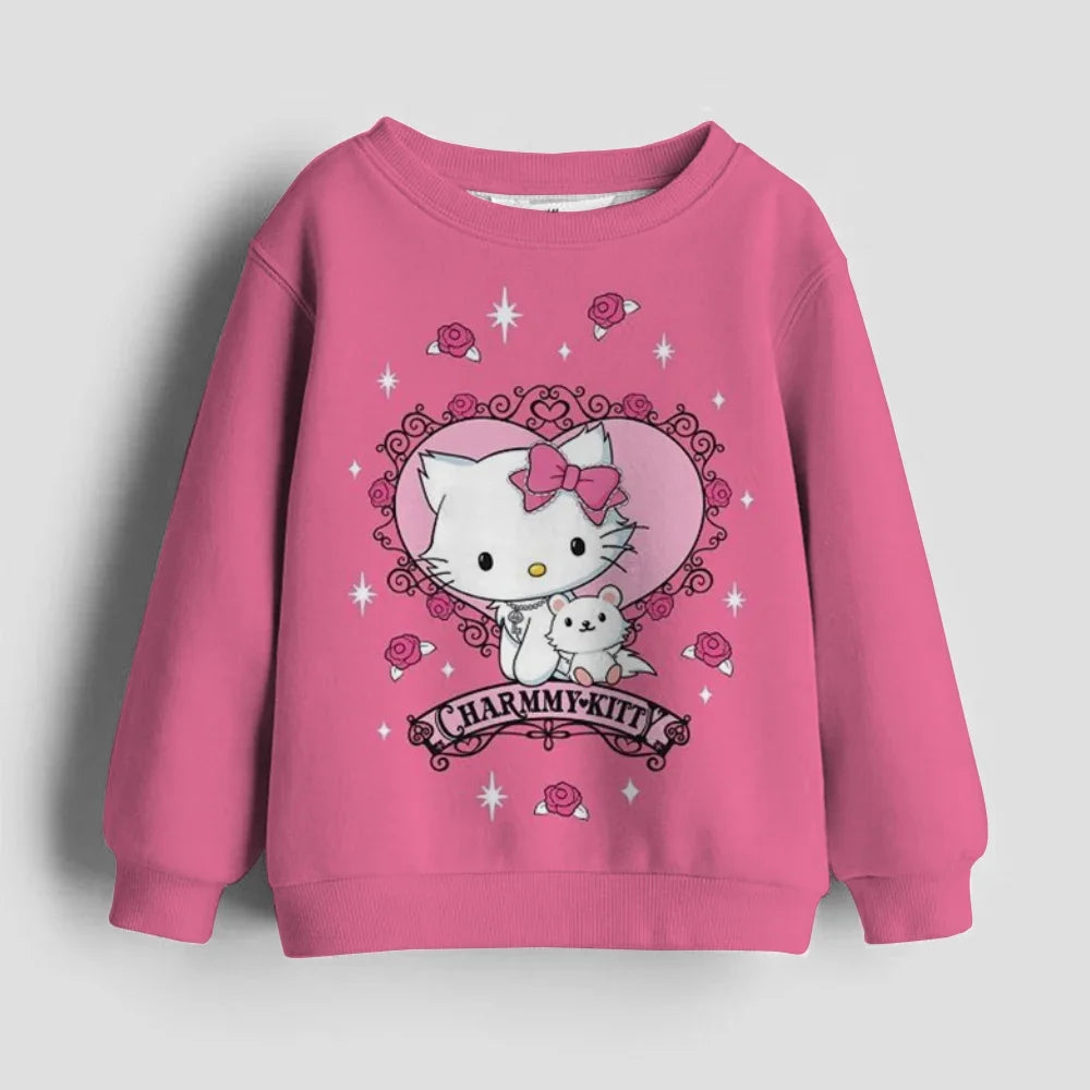 Christmas Kids Sportswear Baby Girls Hello Kitty Clothes Long Sleeve Cartoon Sweatshirt Tops Kuromi Girls Dance Team Hoodie
