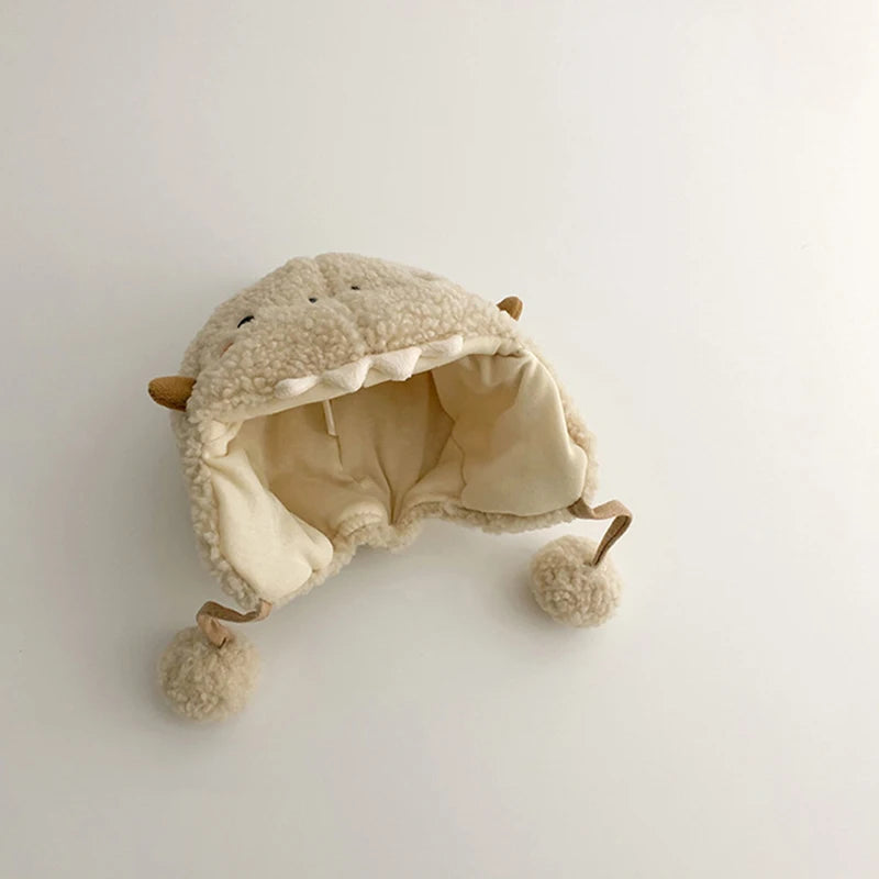 Cartoon Baby Plush Hat Winter Polar Fleece Infant Ear Protection Cap Cute Shark Kids Earflap Hats Boy Girl Warm Beanies