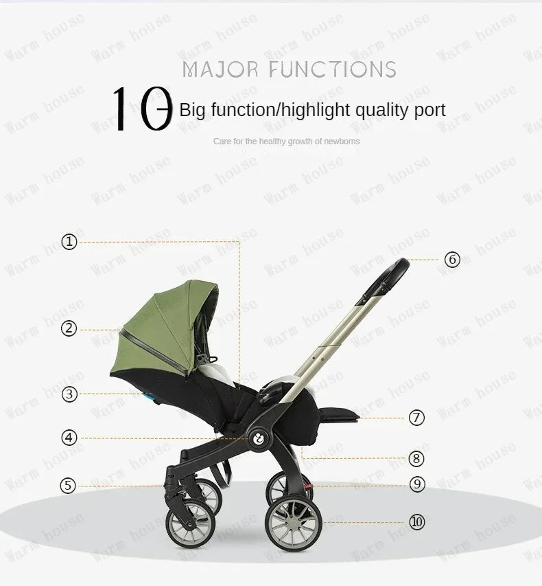 2025 New Baby Stroller 4in1 Multifunctional Newborn Baby Stroller 3in1 Foldable Basket Type Seat Lightweight Travel Pram