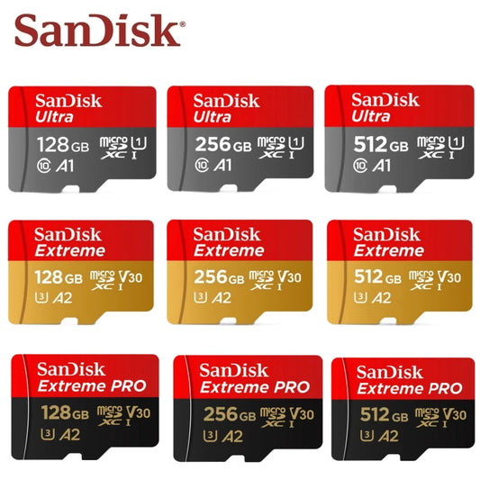 100% Original SanDisk Micro SD Card A1 A2 Memory Card 32GB 64GB 128GB 256GB 512GB 1TB microSD TF Card Storage UHS-I Cards U1 U3
