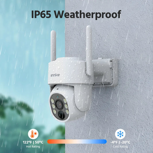 ANNKE 4MP Scalable Wireless Security Camera System 4CH 5MP Wireless Homebase NVR IP65 4MP PIR Two-way Audio Solar PT Camera