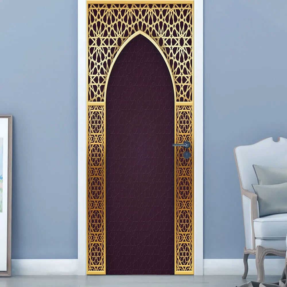 Simulation Of Gilt Leaves DIY Door Stickers Home Decoration Wall Sticker Kitchen Art Mural Peel & Stick Waterpoof PVC Wallpaper