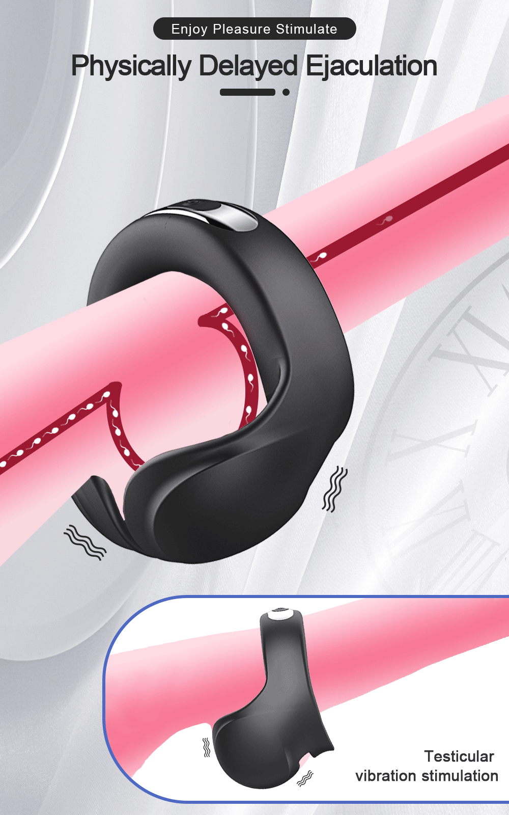 Vibrating Cock Penis Ring Testicle Massager Perineum Scrotum Stimulator Prostate Vibrator Delay EjaculationSex Toys for Men