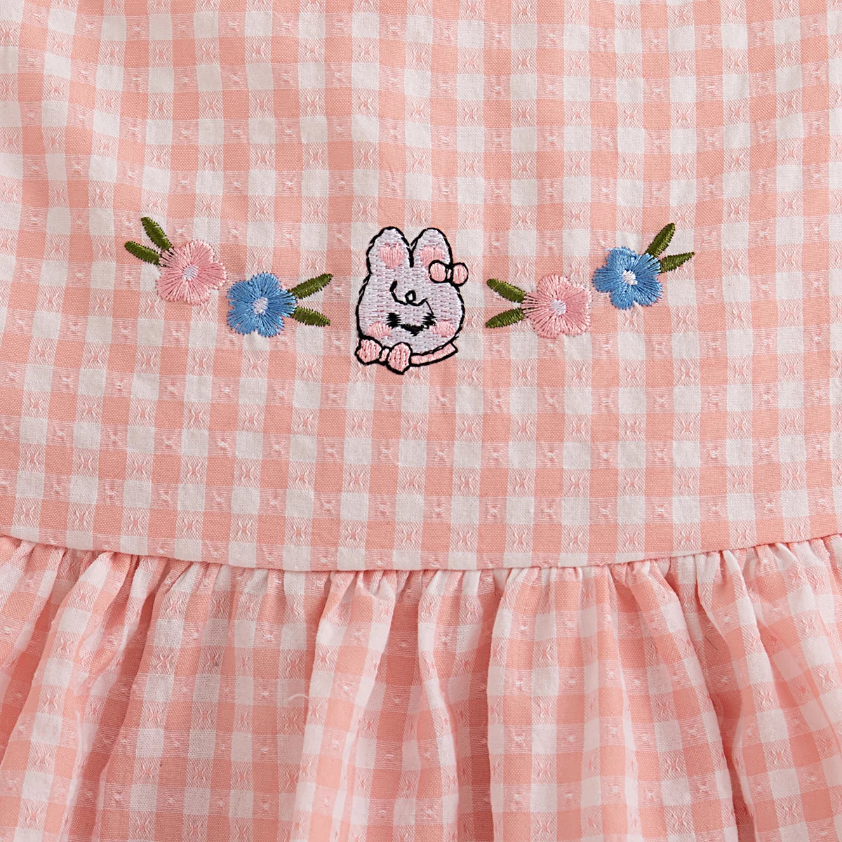 Sweet White Lace Baby Girl Dress, Summer New Cute Little Plaid Rabbit Children'S Clothing (9 Months -4 Years Old)