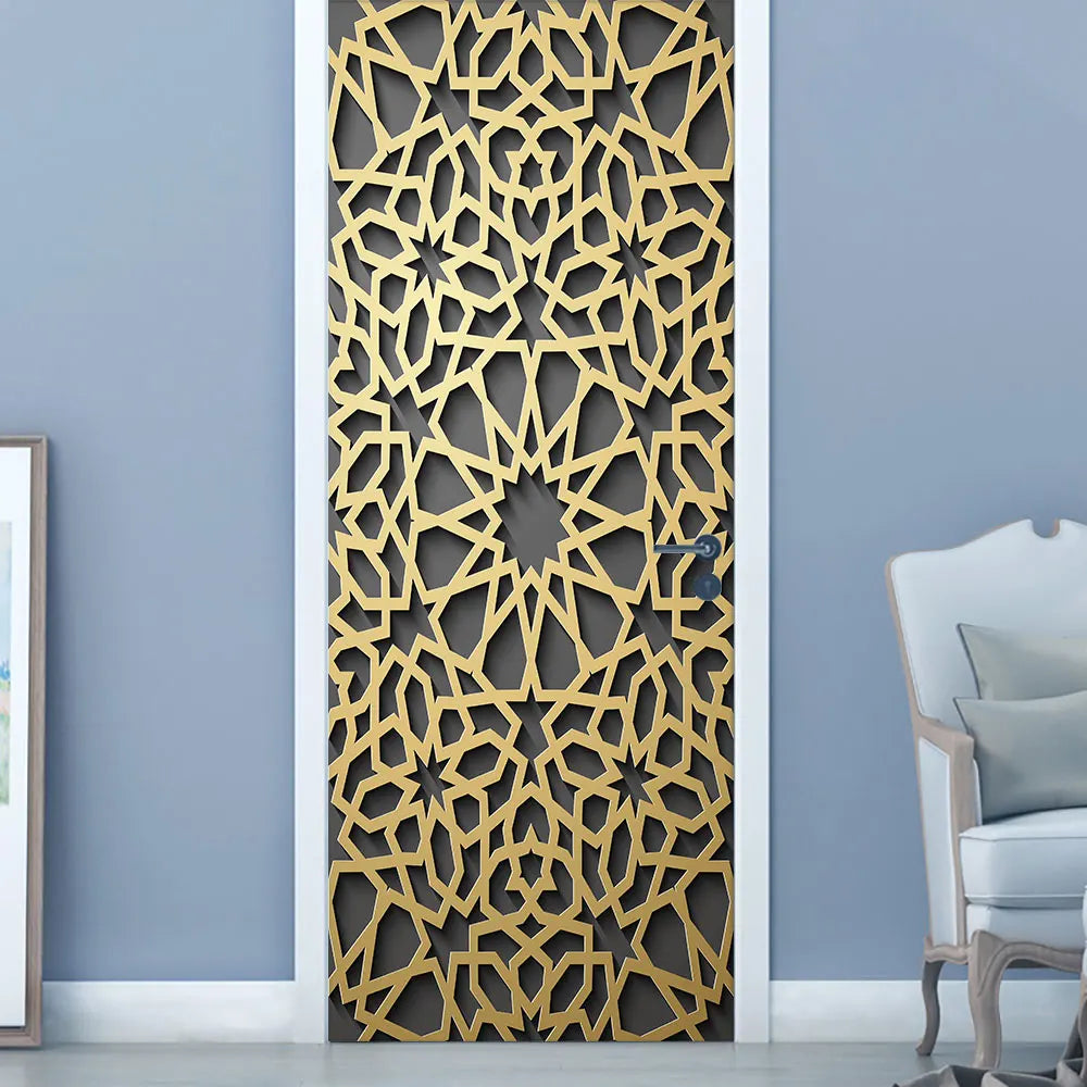 Simulation Of Gilt Leaves DIY Door Stickers Home Decoration Wall Sticker Kitchen Art Mural Peel & Stick Waterpoof PVC Wallpaper