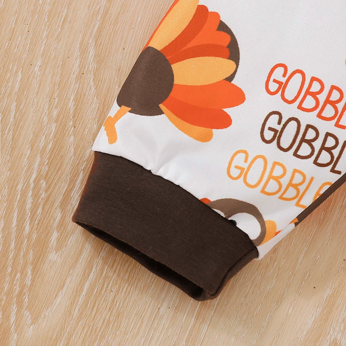 Unisex Baby Thanksgiving Letter Print Hoodie And Full Print Pants Two-Piece Set for Autumn Winter