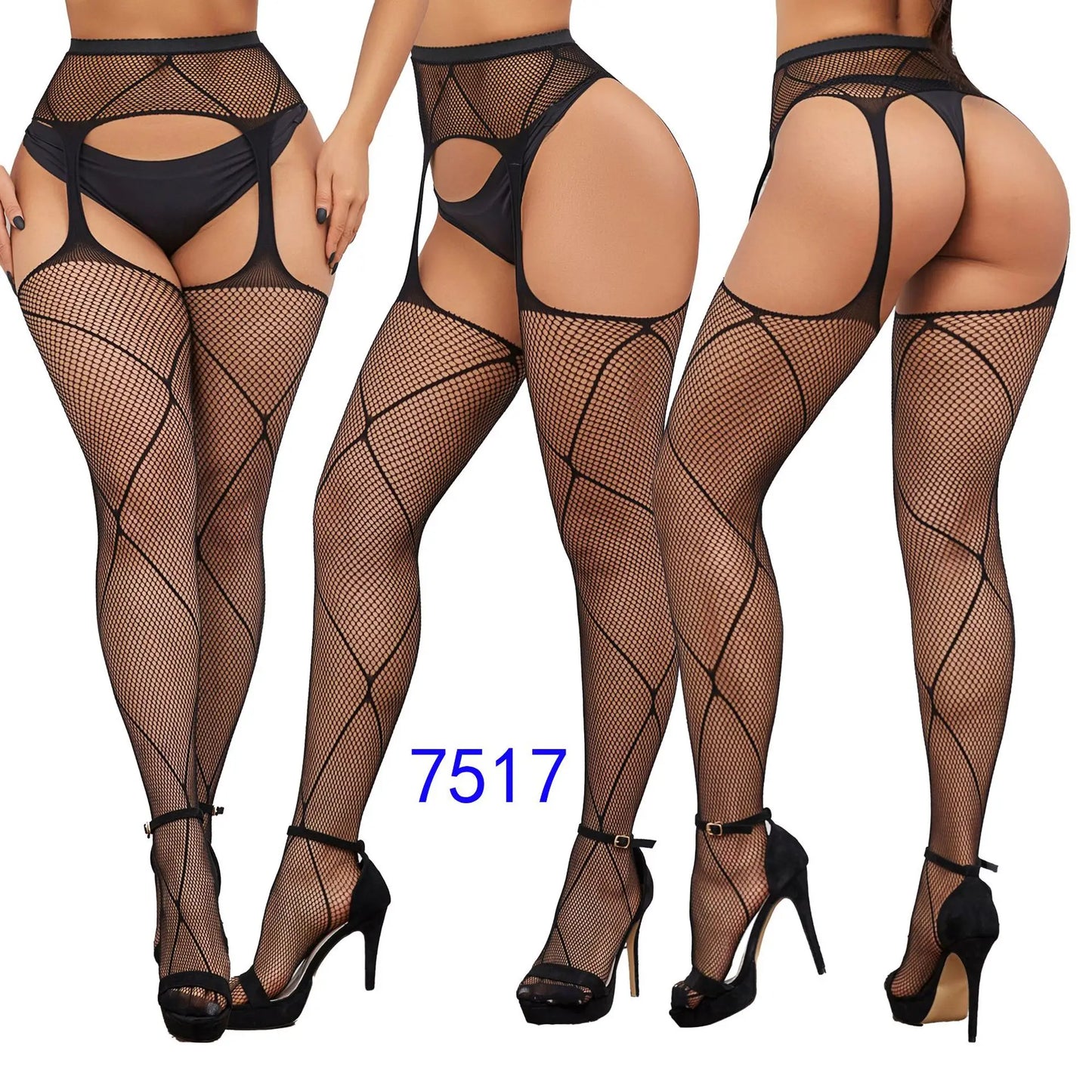 Women Sexy Suspender Stockings Open Crotch Pantyhose Fishnet Tights Hot Fashion Night Party Mesh Net Leggings Garters Hosiery
