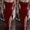 Customized Red Rhinestones Side Split Mermaid Prom Dress Cut-out Sleeveless Vestidos De Noche Floor-Length Formal Evening