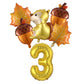 6Pcs Autumn Forest Animals Kids Birthday Party Decoration Squirrel Pine Cone Foil Balloon With 0-9 Number Ball Thanksgiving Gift