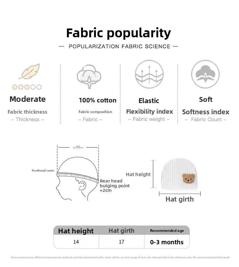Newborn Cotton Soft Hat Baby Pure Cotton Cartoon Cap Infant 0-3 Months Windproof Spring Hat Kids Cap Newborn Accessories