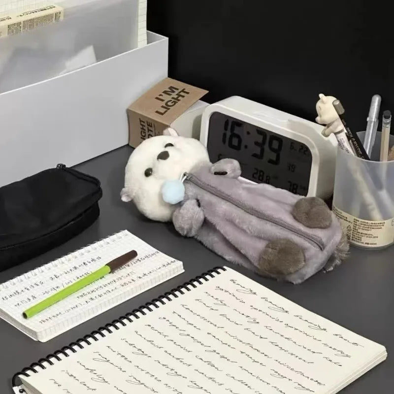 ‌Plush Stuffed Animal Pencil Case Cute Ins Style Kawaii Stress Relief Stationery Organizer for School Office