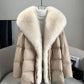 2025 Winter New Mid-length Temperament White Goose Puffer Parkas Women Fox Fur Detachable Large Lapel Fur Down Jacket High Qual