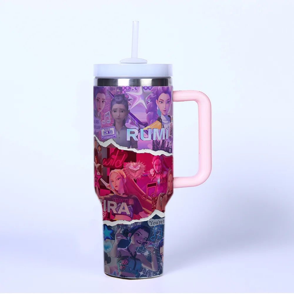 K-pop Demon Hunters Themed Custom Print Insulated Straw Cup