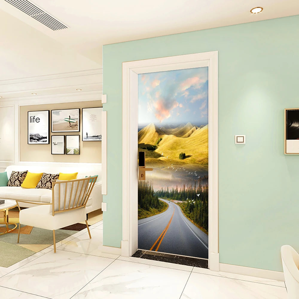 Simulation Of Gilt Leaves DIY Door Stickers Home Decoration Wall Sticker Kitchen Art Mural Peel & Stick Waterpoof PVC Wallpaper