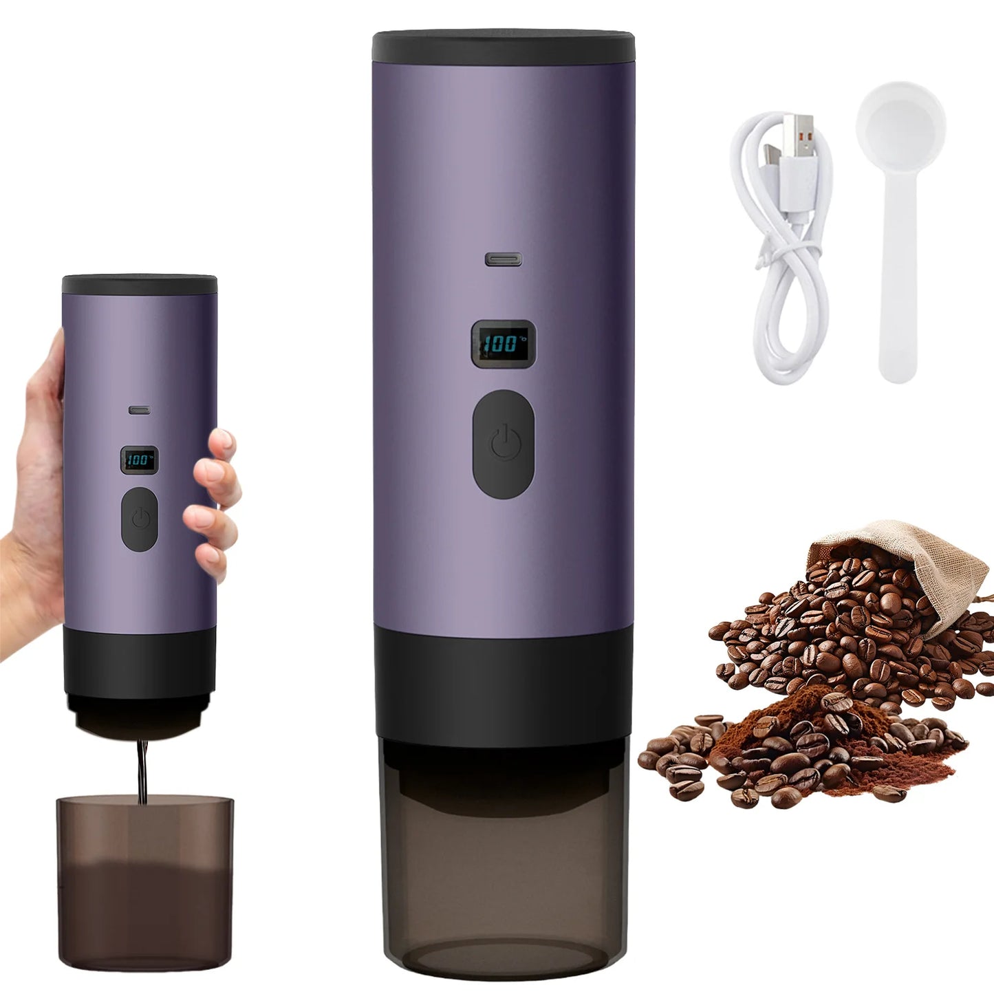 Portable Electric Capsule Coffee Maker Espresso Pot Cordless Heating Pump Press Coffee Maker Travel and Car 3 in 1 Coffee Pot