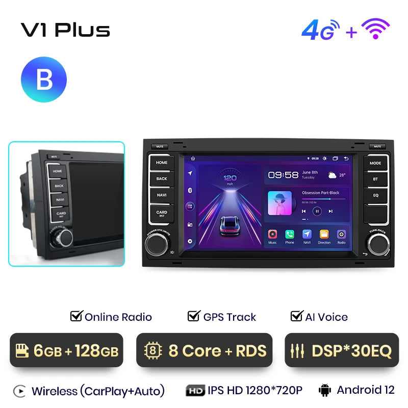 Junsun V1 Plus Car Radio For VW Volkswagen Touareg 2004 - 2011 Transporter wireless CarPlay Android Auto No 2 din 2din DVD