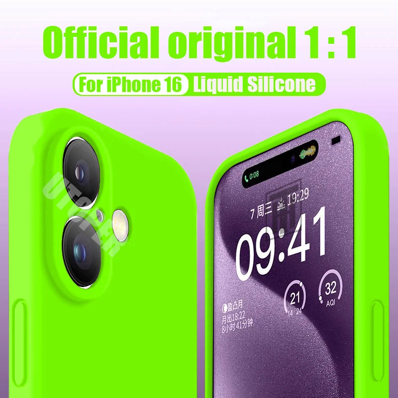 New 17 Series Official Silicone Soft Case for iPhone 17 Air 16 15 14 13 12 11 Pro Max Plus Solid Color Protect Shockproof Cover