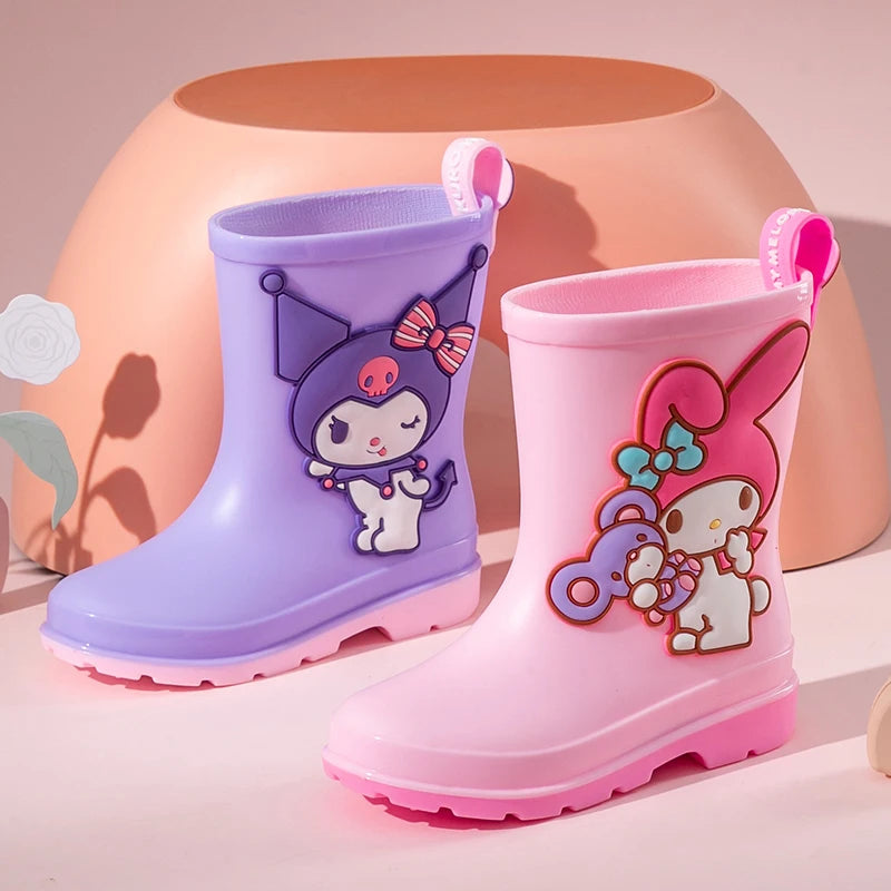 Sanrio Children's Rain Boots Cute Kuromi Melody Pachocco Non-slip Rain Shoes For Boys And Girls Waterproof Shoes Summer Summer