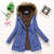 Korean Style Thickened Long Cotton Jacket Women's Winter Coat with Fleece Lining And Fur Collar Slim Fit plus Size Top
