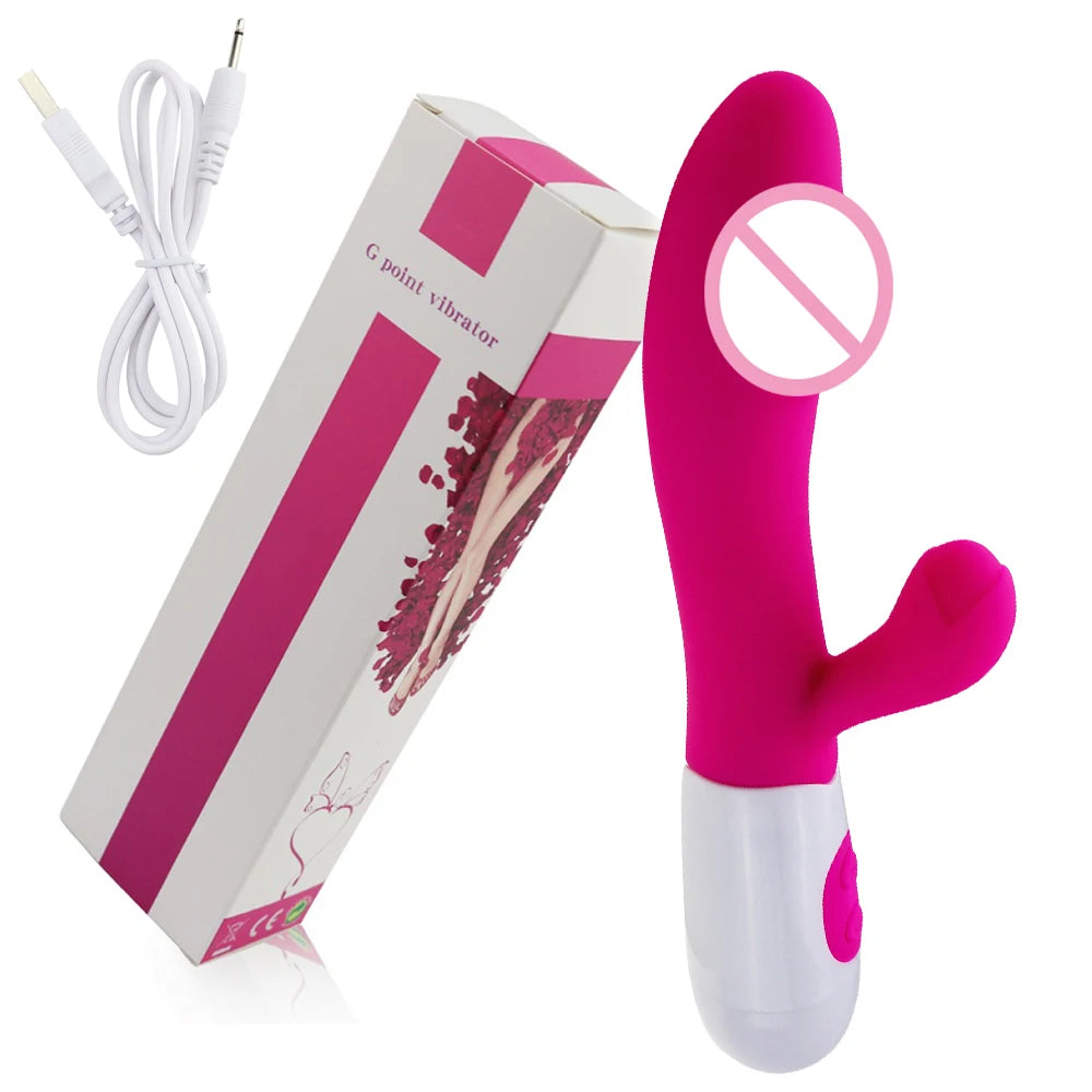 Rechargeable Dildo Rabbit Vibrator Dual Vibration G Spot Vagina Massager AV Stick Clitoris Sex Toys for Women Female Masturbator