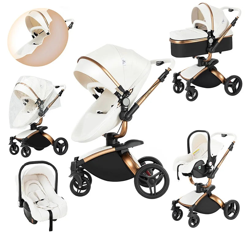 Magic ZC Lightweight stroller Baby stroller 3 in 1 Baby carriage strollers for baby light carts Baby carriage PU 3in1 stroller