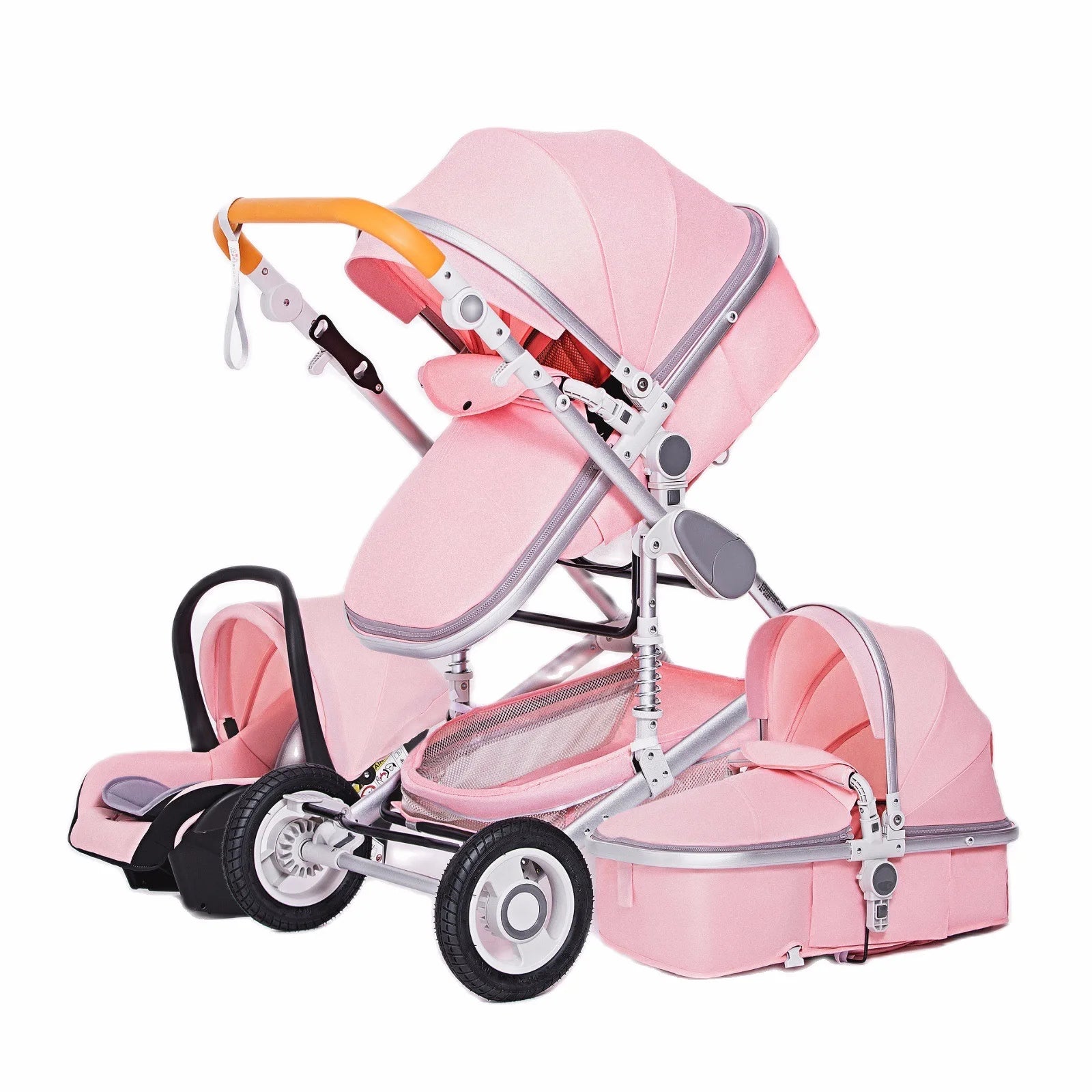 Luxurious 3 in 1  Portable Travel Baby Stroller High Landscape Aluminum Frame Foldable Pram Newborn Infant Four-Wheel Carriage