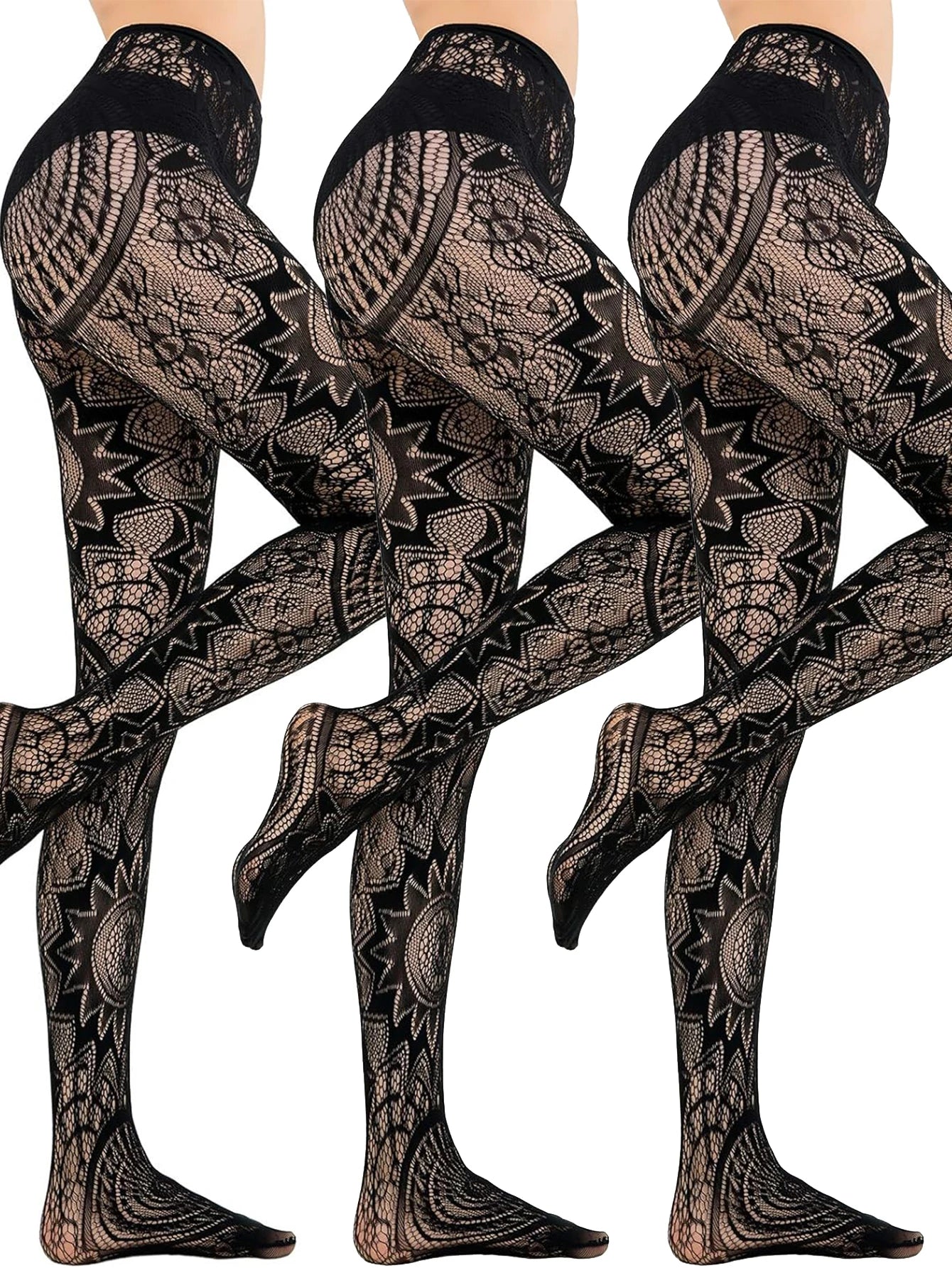 2024 new fashion girls fishnet stockings sexy tattoo lace stockings jacquard lace hollow pantyhose