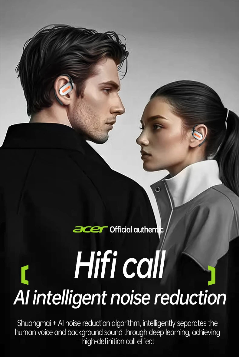 Acer Ohr502 Bluetooth Headset Open Design Wireless Call Noise Reduction Comfortable Wearing Sports Running Fitness Compatible with Mobile Phones Tablets Laptops