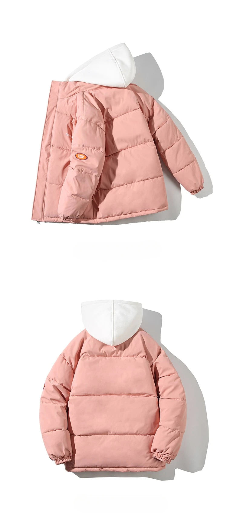 Women Casual All-match Long Sleeve Single Breasted Simple Hooded Parkas 2023 Winter Fake Two Piece Warm Jacket Solid Coat