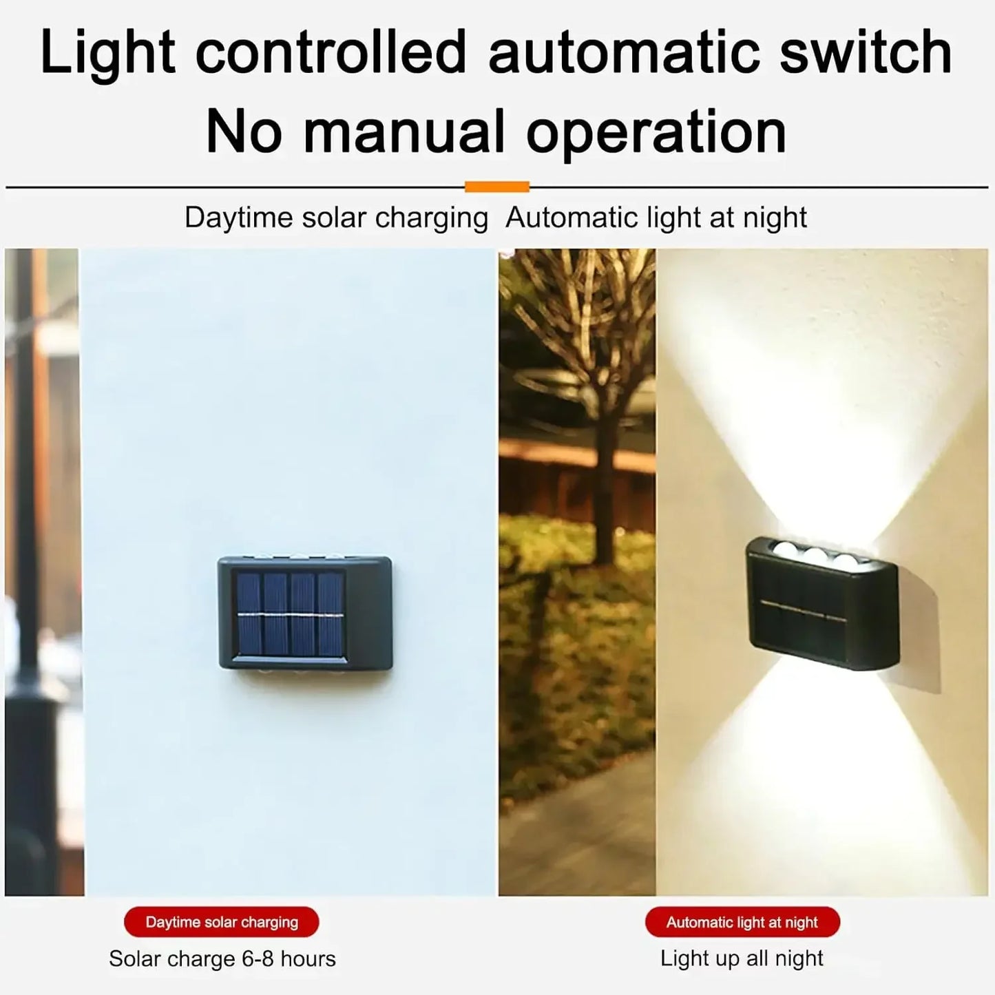 Outdoor LED Solar Garden Light Solar Wall Lamp Up And Down Luminous Waterproof Solar Powered Wall Washer Light Yard Street Decor